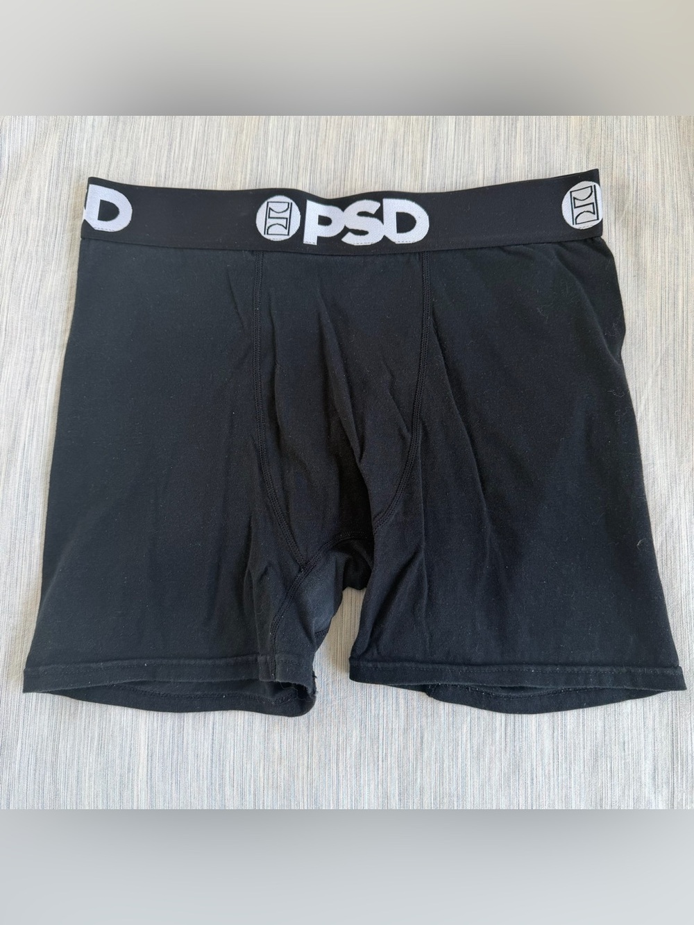 PSD Black Mens Boxer Briefs with White Logo Waistband